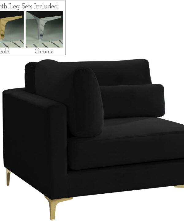 Julia Black Velvet Modular Corner Chair - Luxe Home Furnishings (Jersey City, NJ)