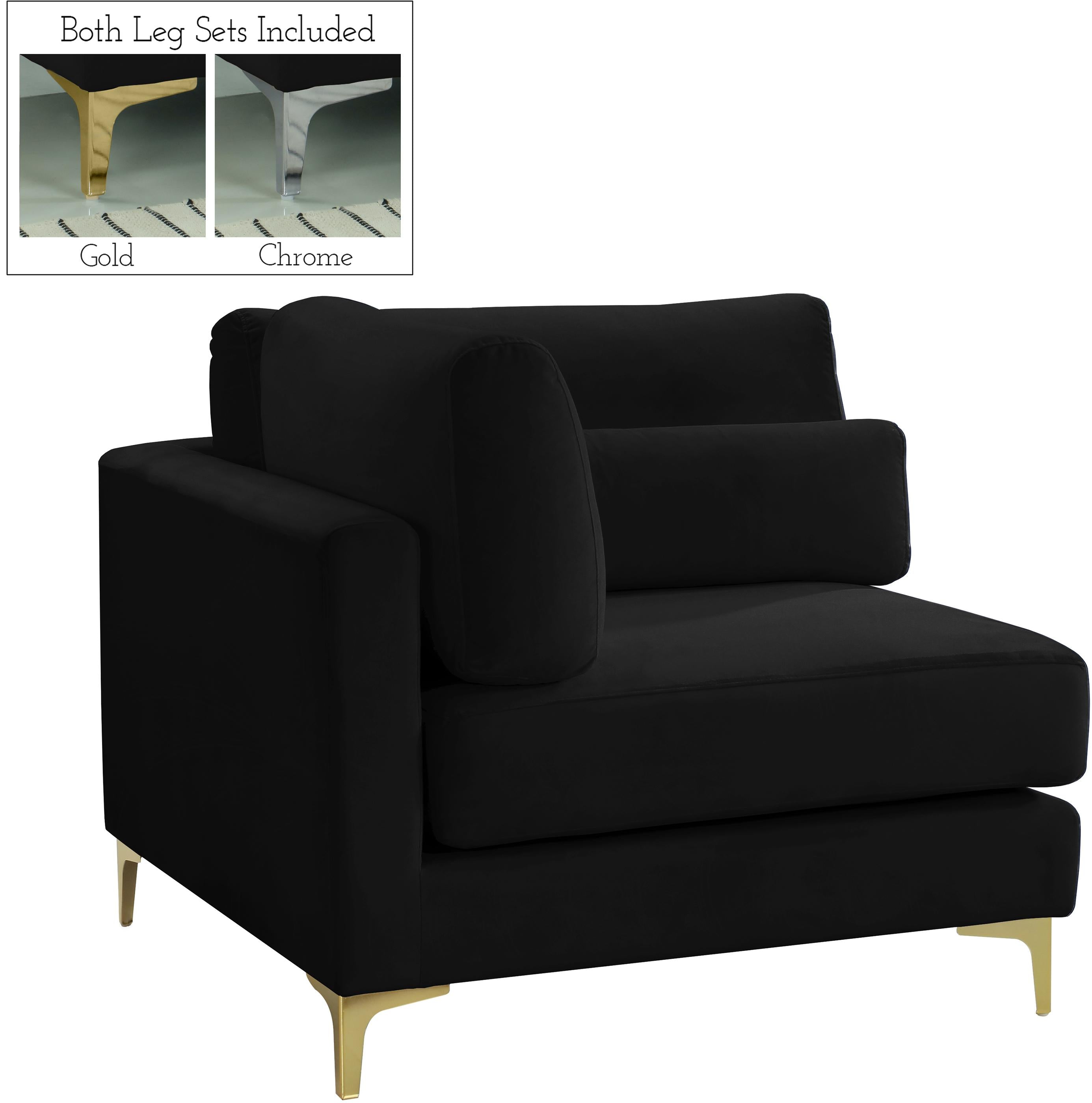 Julia Black Velvet Modular Corner Chair - Luxe Home Furnishings (Jersey City, NJ)