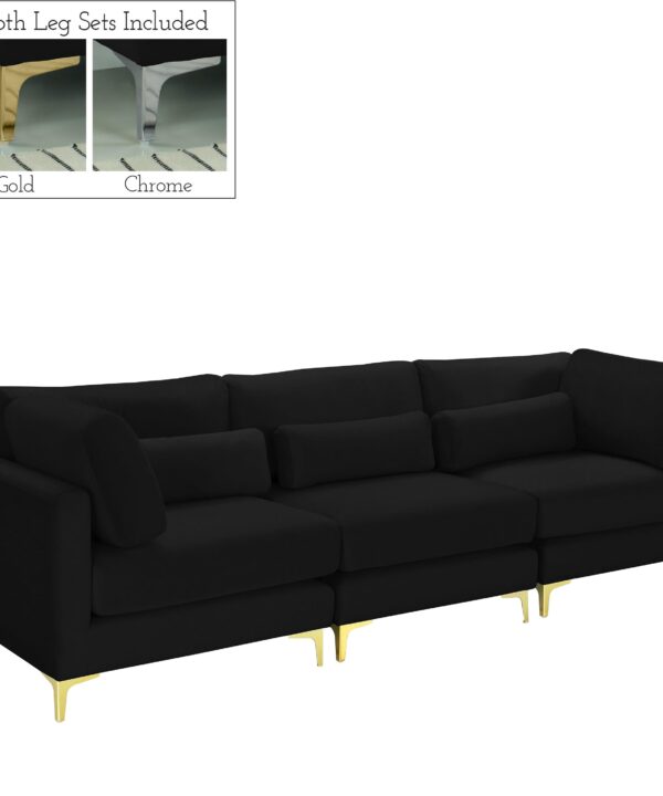 Julia Black Velvet Modular Sofa (3 Boxes) - Luxe Home Furnishings (Jersey City, NJ)
