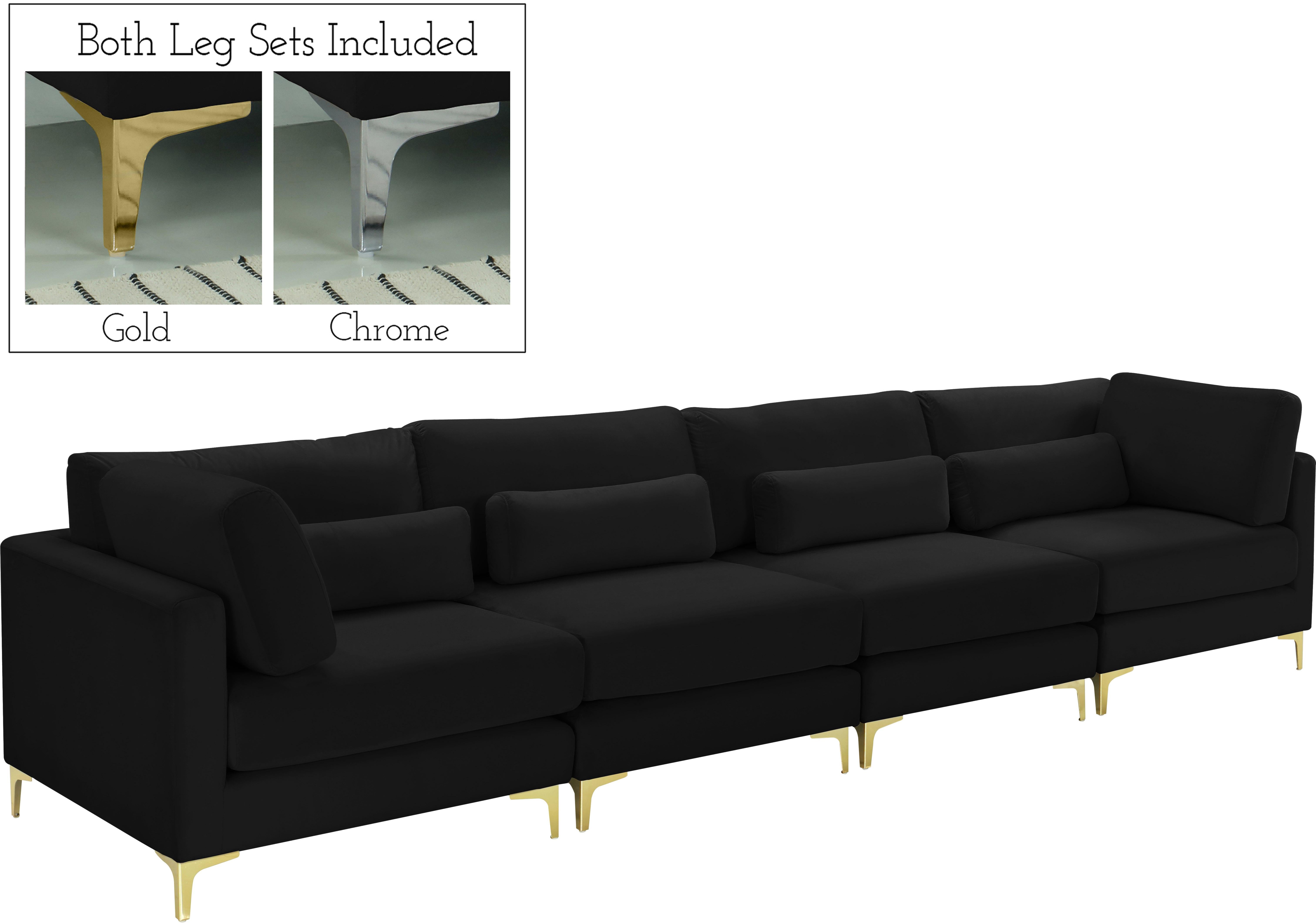 Julia Black Velvet Modular Sofa (4 Boxes) - Luxe Home Furnishings (Jersey City, NJ)