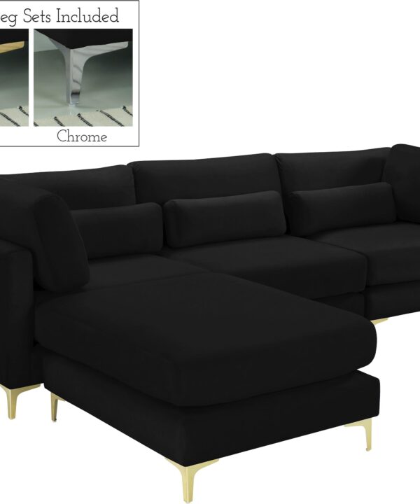 Julia Black Velvet Modular Sectional (4 Boxes) - Luxe Home Furnishings (Jersey City, NJ)