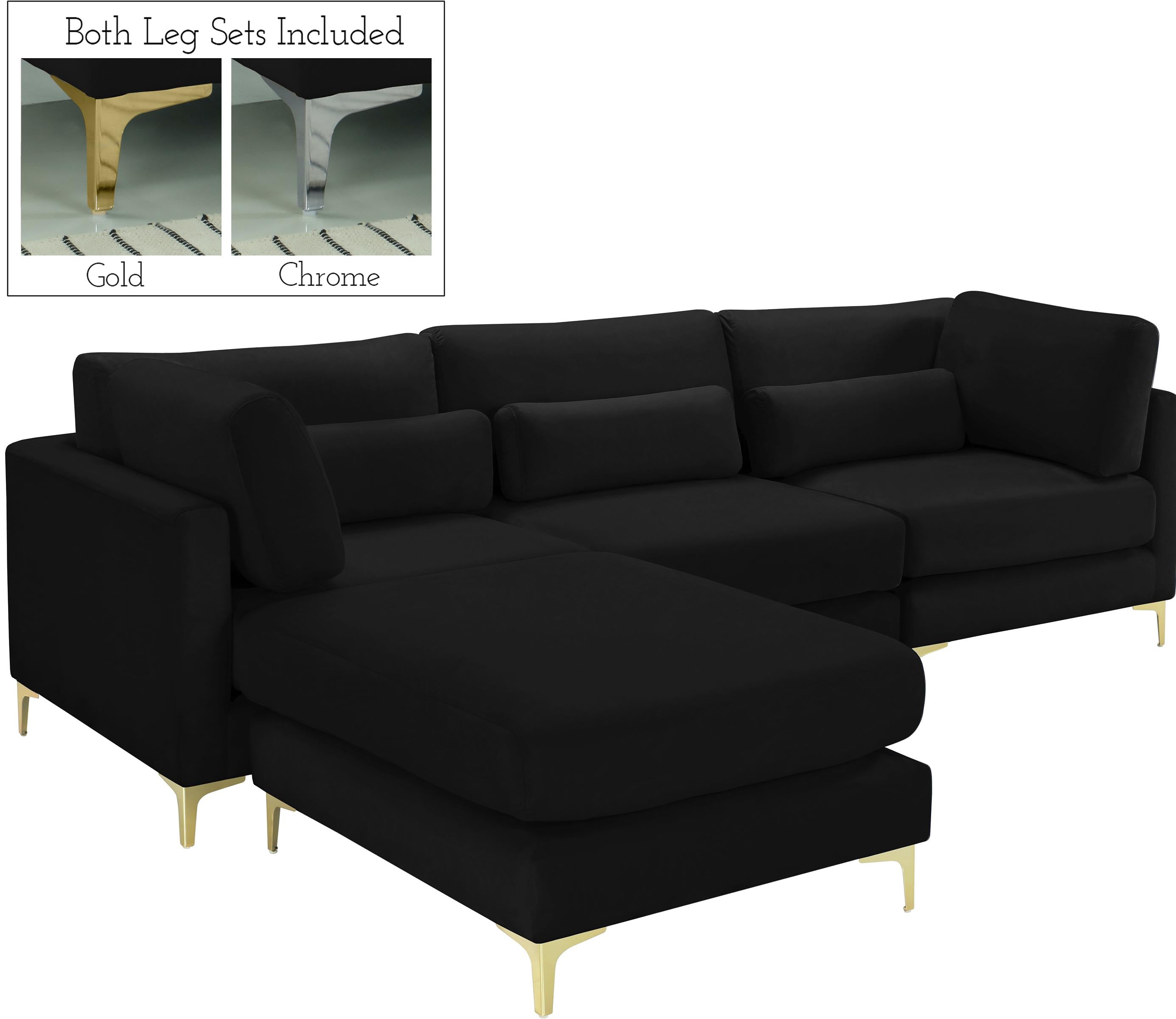 Julia Black Velvet Modular Sectional (4 Boxes) - Luxe Home Furnishings (Jersey City, NJ)