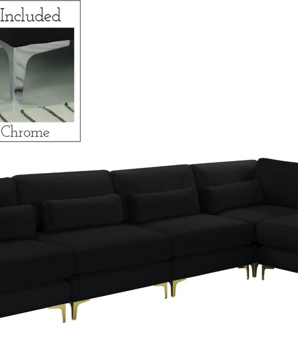 Julia Black Velvet Modular Sectional (5 Boxes) - Luxe Home Furnishings (Jersey City, NJ)