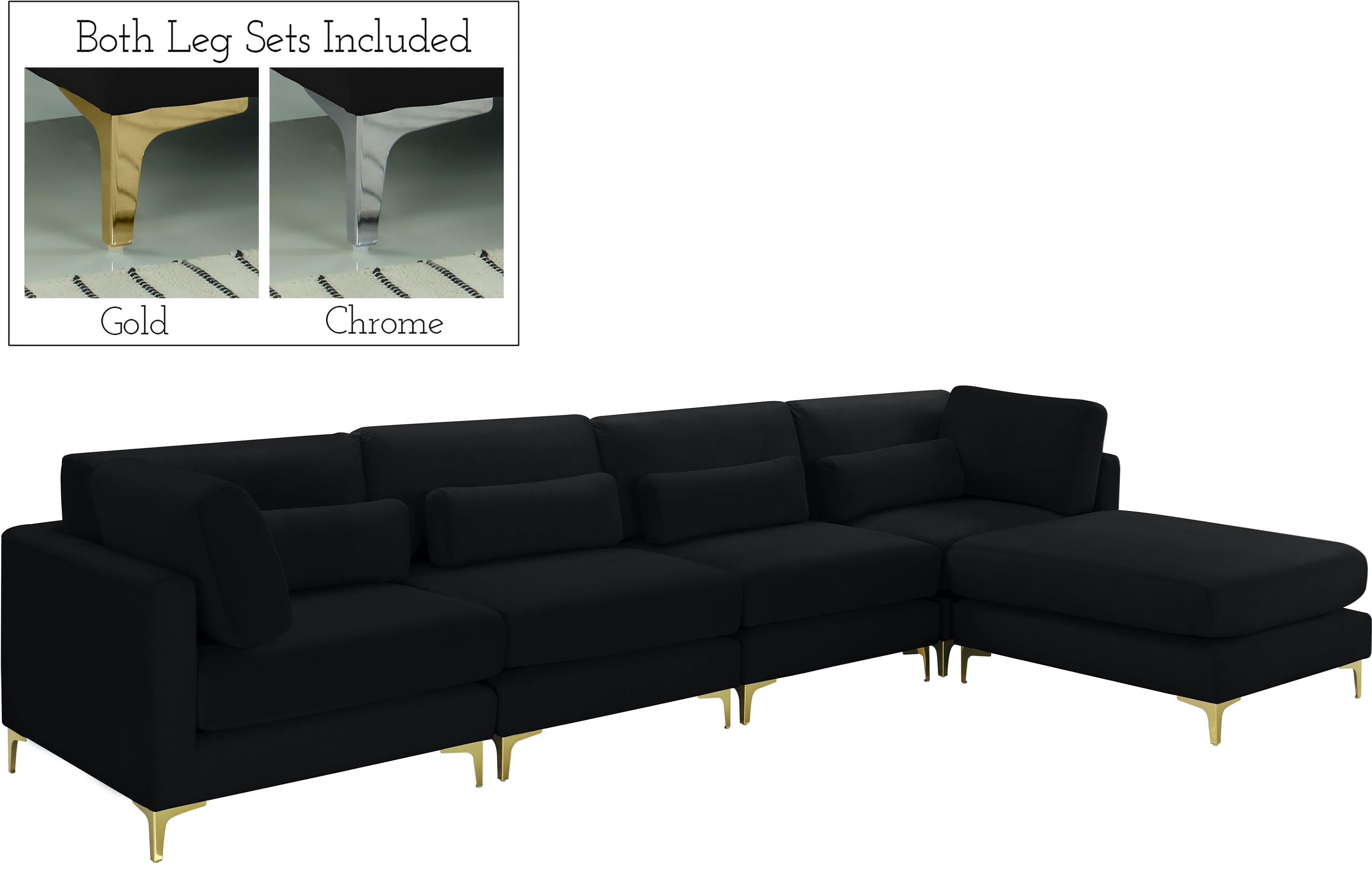 Julia Black Velvet Modular Sectional (5 Boxes) - Luxe Home Furnishings (Jersey City, NJ)