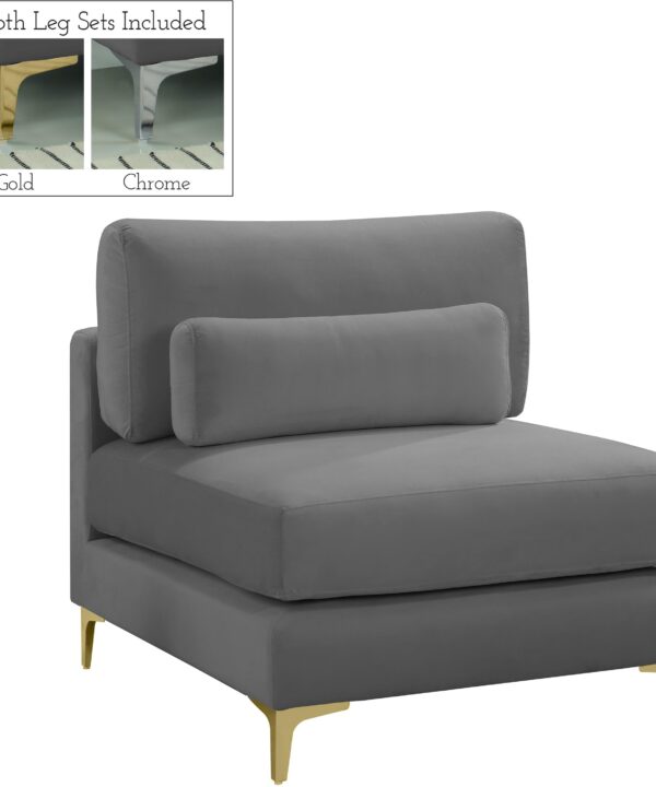 Julia Grey Velvet Modular Armless Chair - Luxe Home Furnishings (Jersey City, NJ)