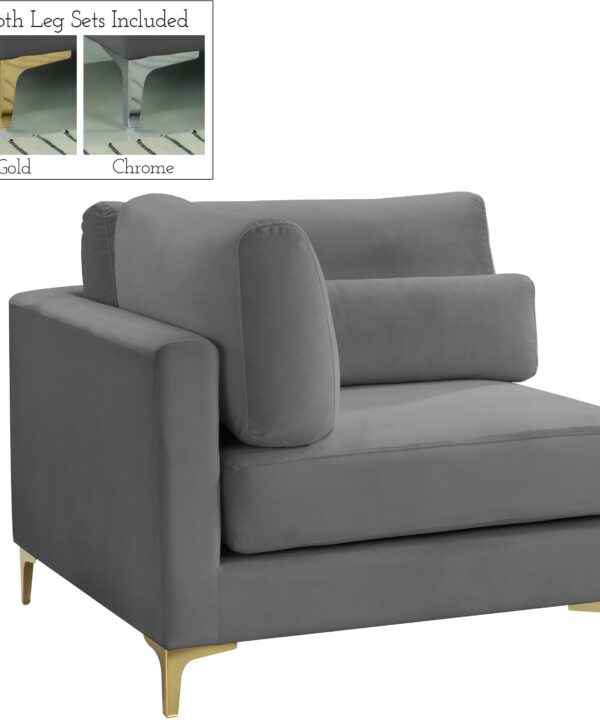 Julia Grey Velvet Modular Corner Chair - Luxe Home Furnishings (Jersey City, NJ)