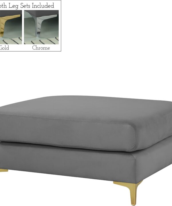 Julia Grey Velvet Modular Ottoman - Luxe Home Furnishings (Jersey City, NJ)