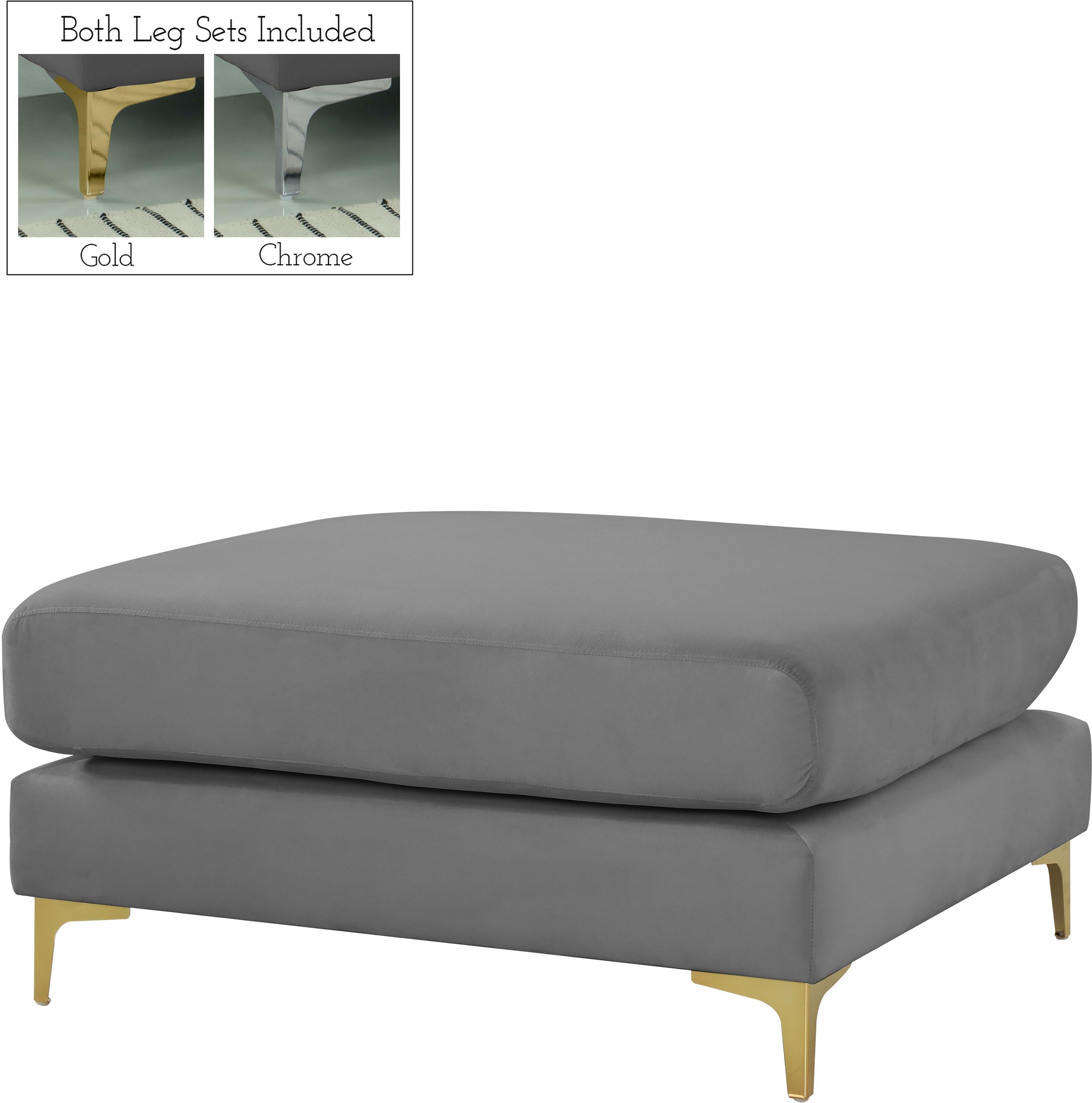 Julia Grey Velvet Modular Ottoman - Luxe Home Furnishings (Jersey City, NJ)