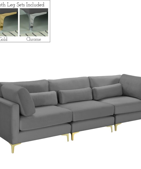 Julia Grey Velvet Modular Sofa (3 Boxes) - Luxe Home Furnishings (Jersey City, NJ)