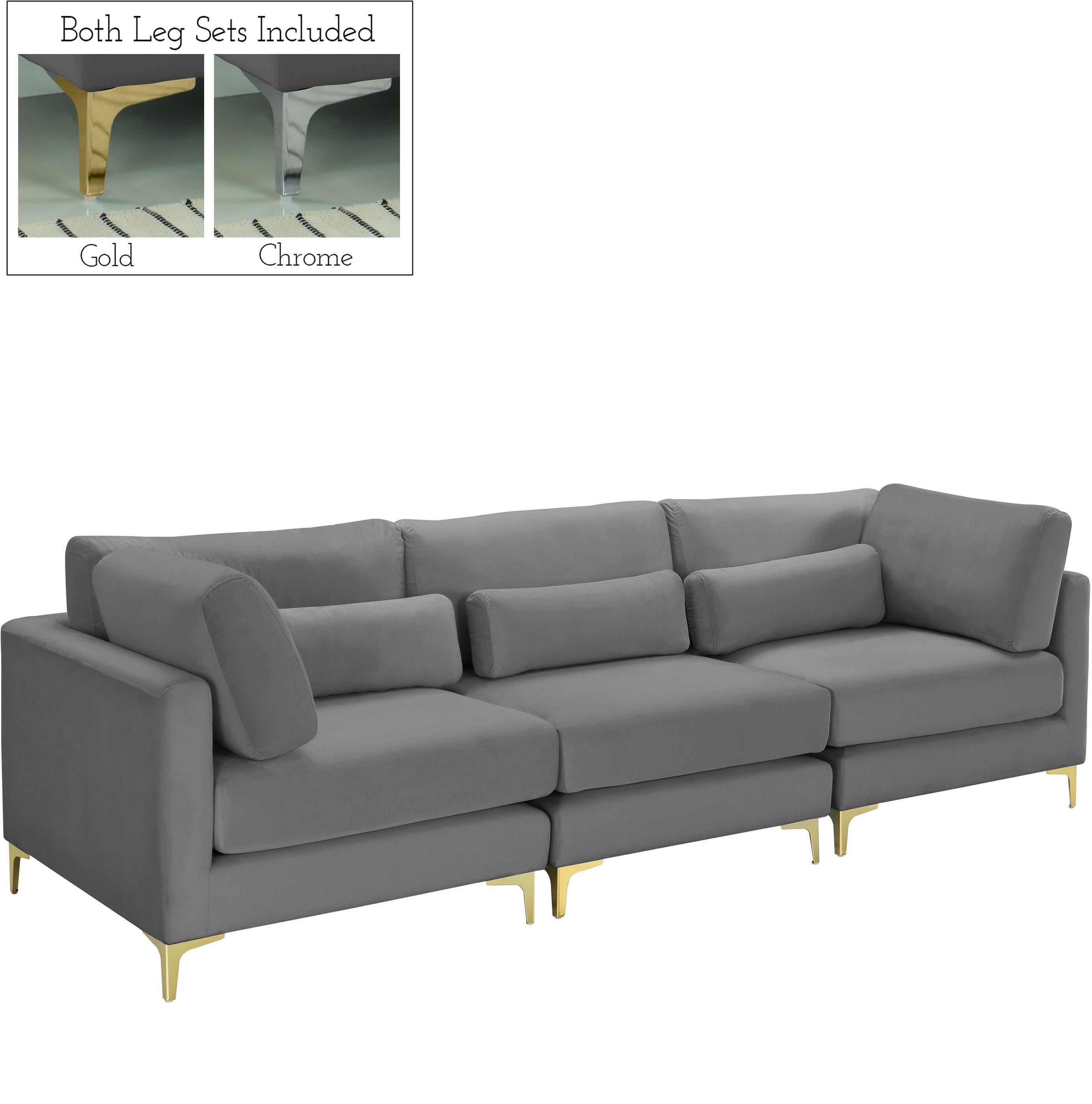 Julia Grey Velvet Modular Sofa (3 Boxes) - Luxe Home Furnishings (Jersey City, NJ)