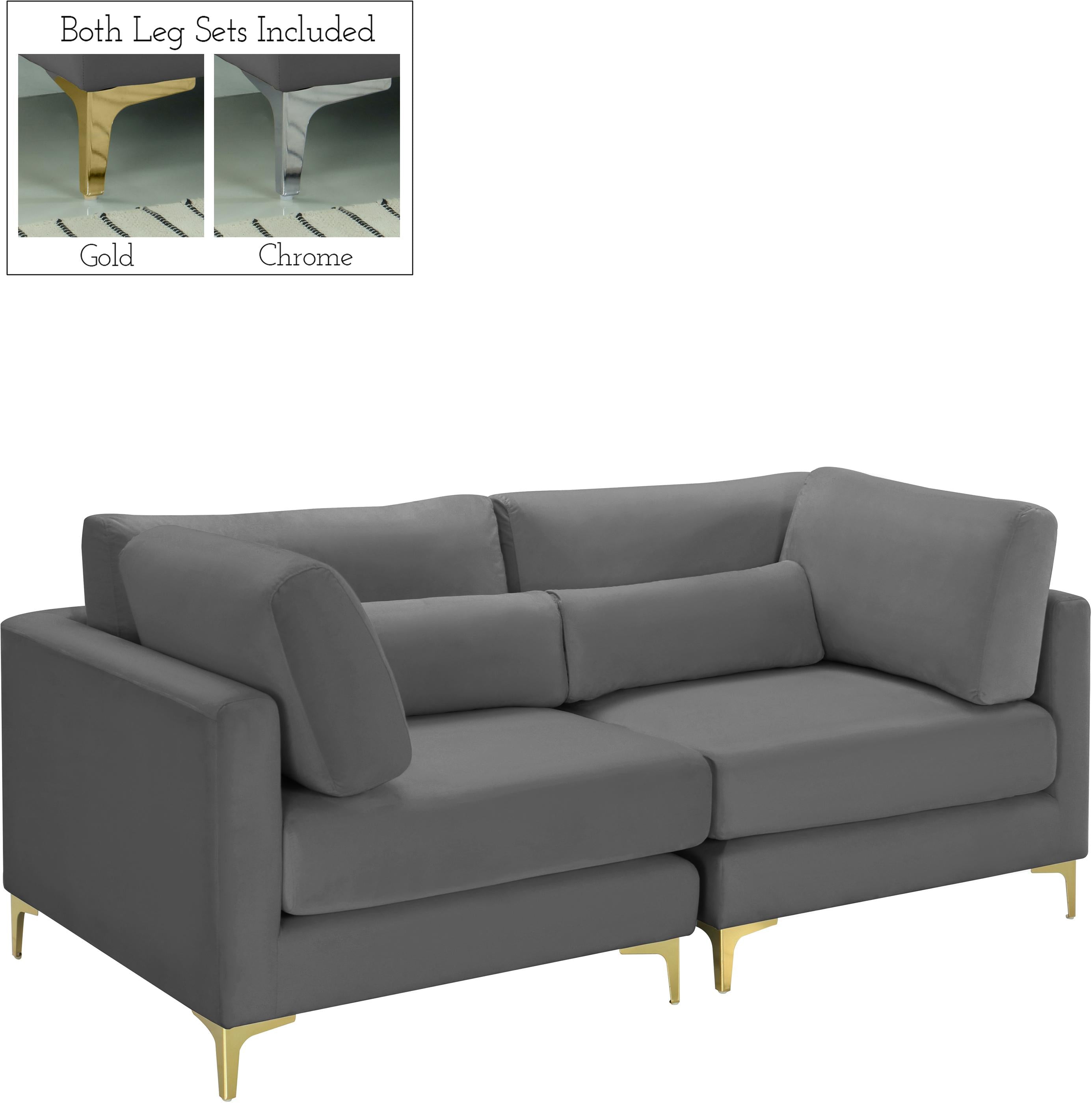 Julia Grey Velvet Modular Sofa - Luxe Home Furnishings (Jersey City, NJ)