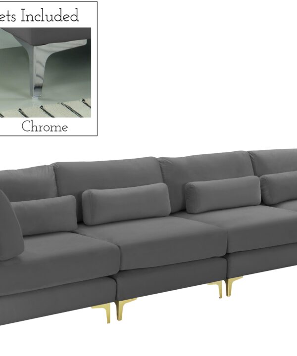 Julia Grey Velvet Modular Sofa (4 Boxes) - Luxe Home Furnishings (Jersey City, NJ)