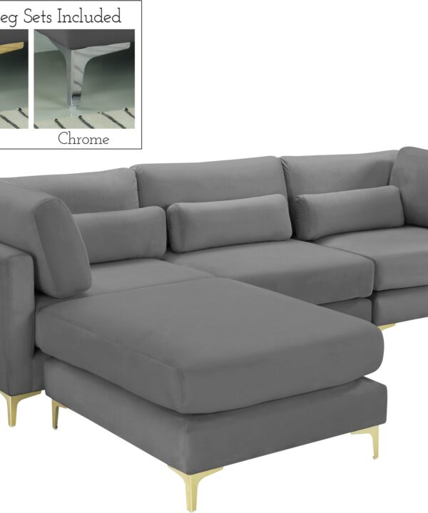 Julia Grey Velvet Modular Sectional (4 Boxes) - Luxe Home Furnishings (Jersey City, NJ)