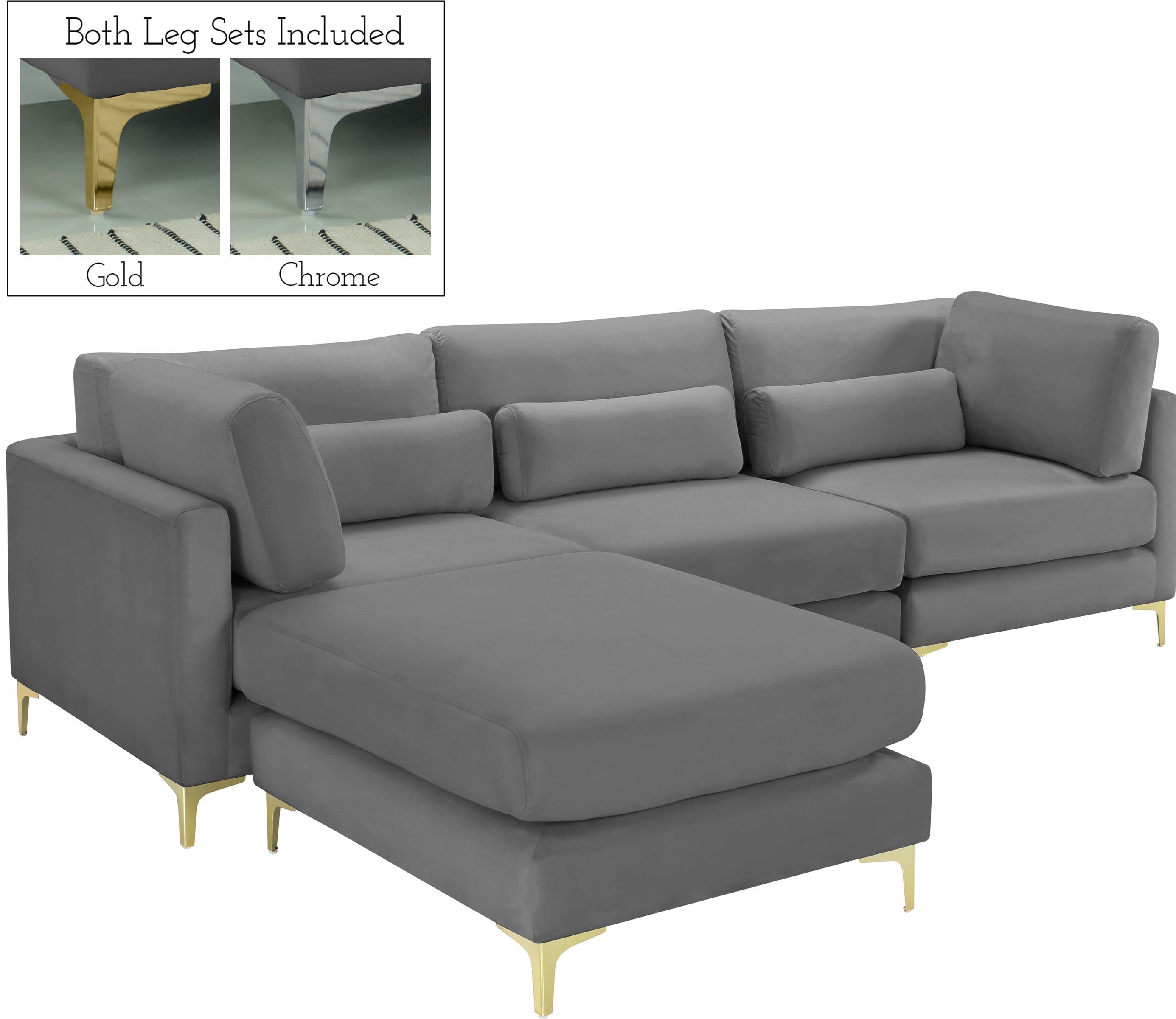 Julia Grey Velvet Modular Sectional (4 Boxes) - Luxe Home Furnishings (Jersey City, NJ)