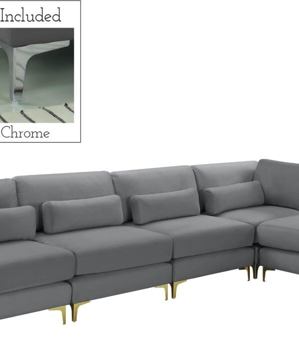 Julia Grey Velvet Modular Sectional (5 Boxes) - Luxe Home Furnishings (Jersey City, NJ)