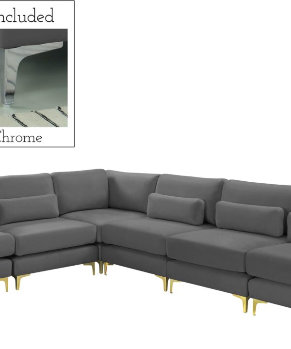 Julia Grey Velvet Modular Sectional (6 Boxes) - Luxe Home Furnishings (Jersey City, NJ)