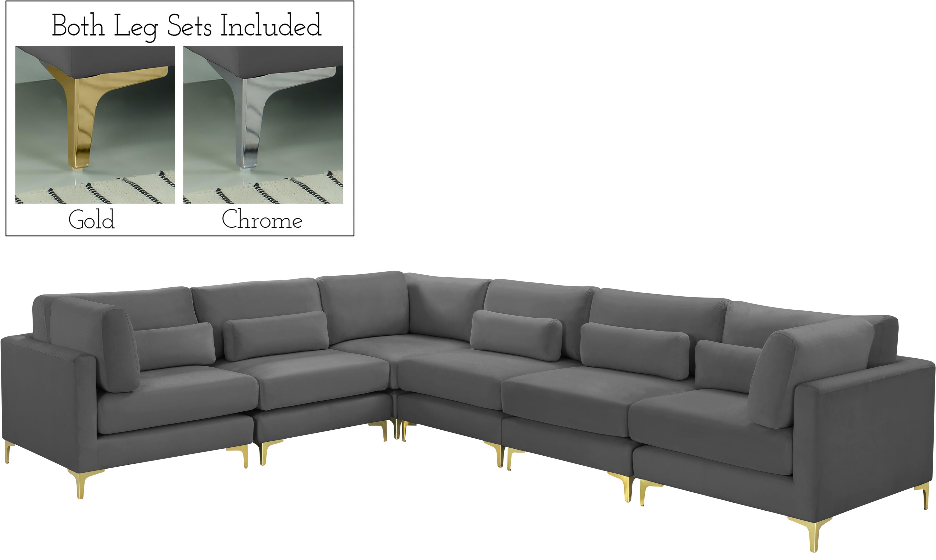Julia Grey Velvet Modular Sectional (6 Boxes) - Luxe Home Furnishings (Jersey City, NJ)