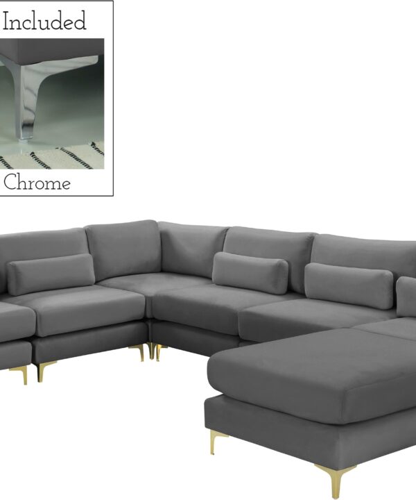 Julia Grey Velvet Modular Sectional (7 Boxes) - Luxe Home Furnishings (Jersey City, NJ)