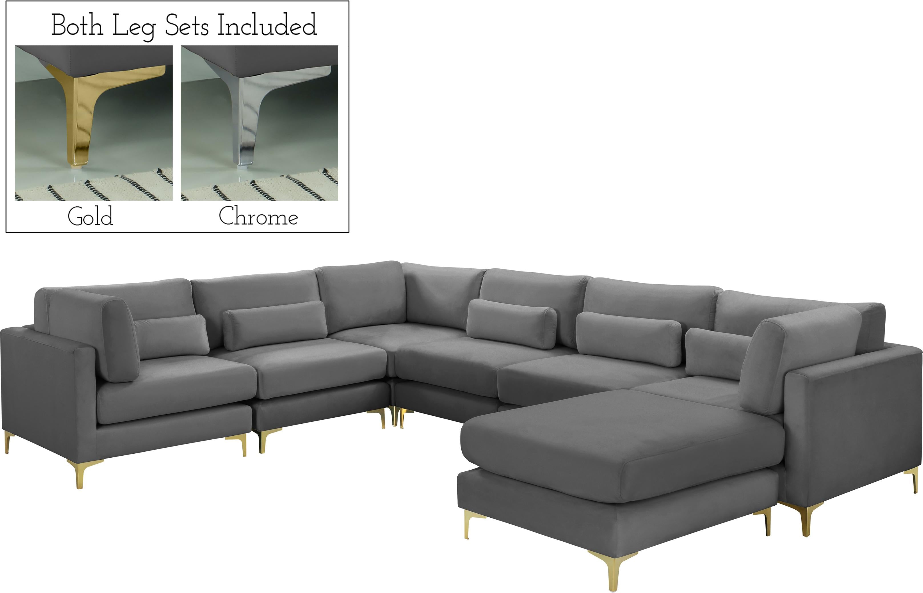 Julia Grey Velvet Modular Sectional (7 Boxes) - Luxe Home Furnishings (Jersey City, NJ)