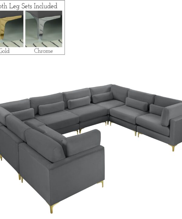 Julia Grey Velvet Modular Sectional (8 Boxes) - Luxe Home Furnishings (Jersey City, NJ)