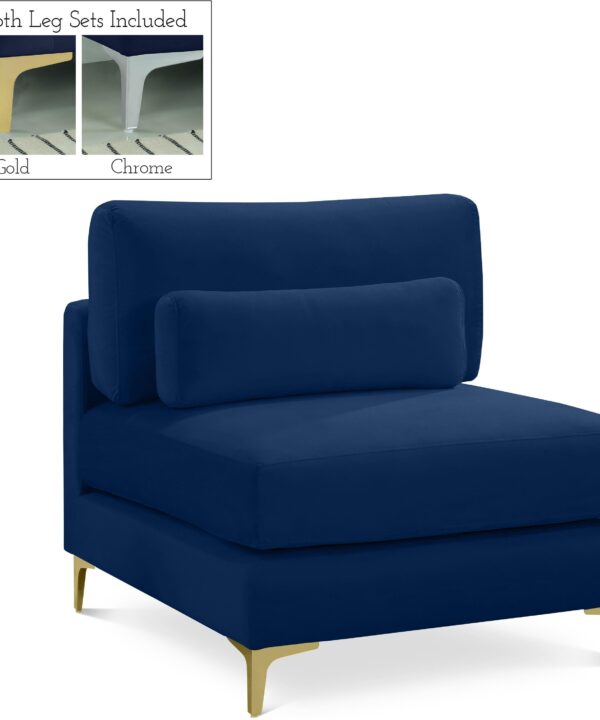 Julia Navy Velvet Modular Armless Chair - Luxe Home Furnishings (Jersey City, NJ)
