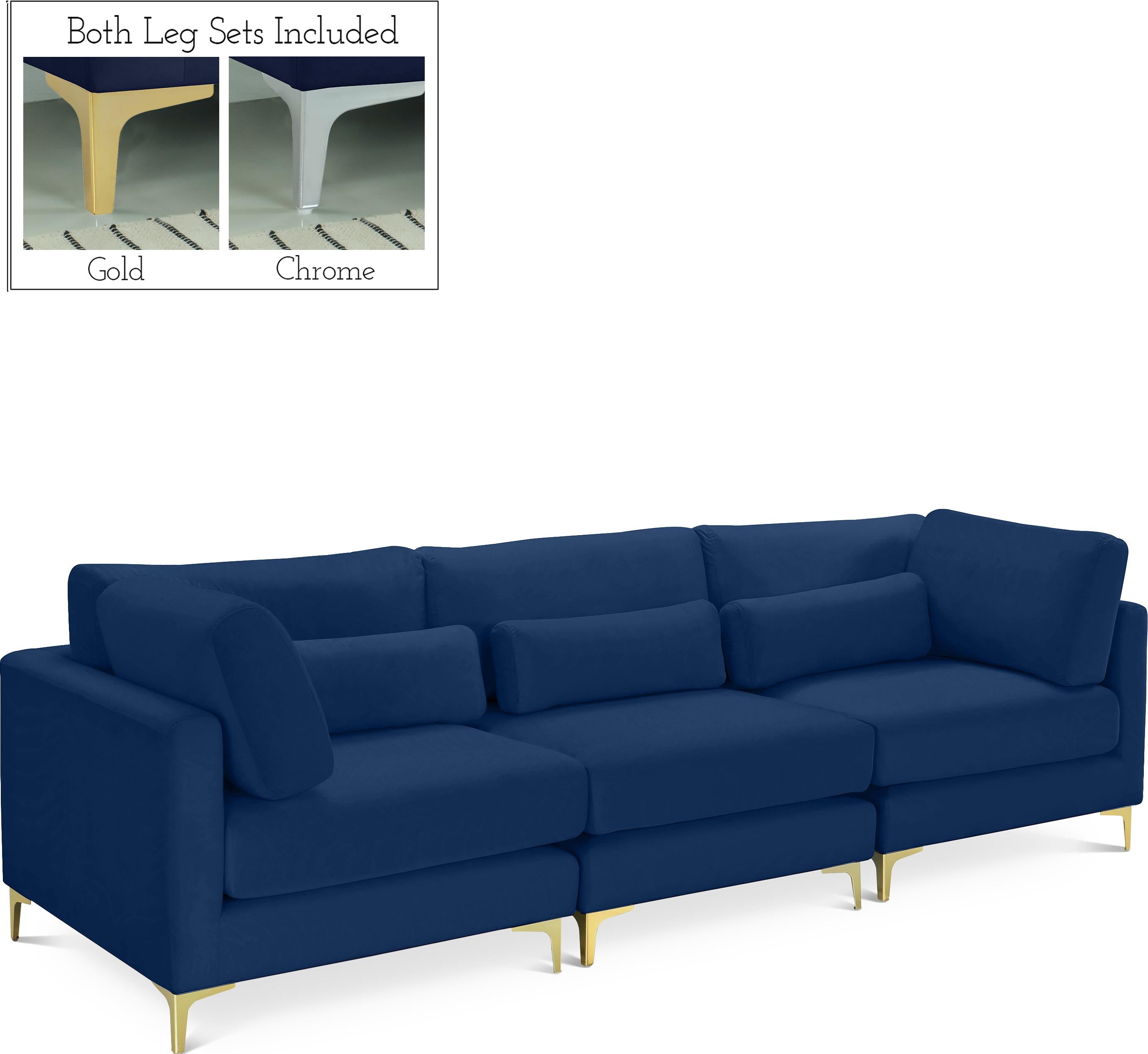 Julia Navy Velvet Modular Sofa (3 Boxes) - Luxe Home Furnishings (Jersey City, NJ)