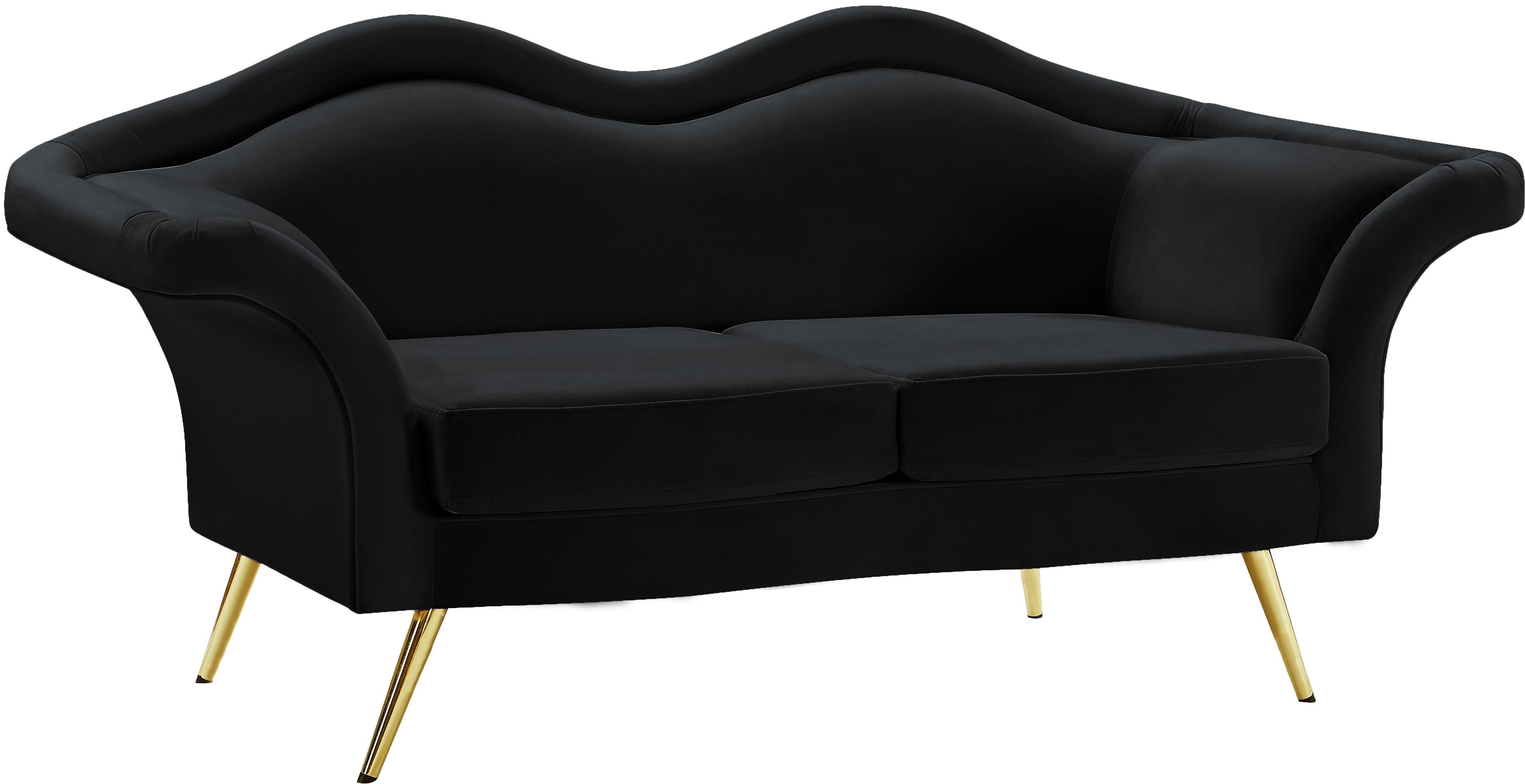 Lips Black Velvet Loveseat - Luxe Home Furnishings (Jersey City, NJ)