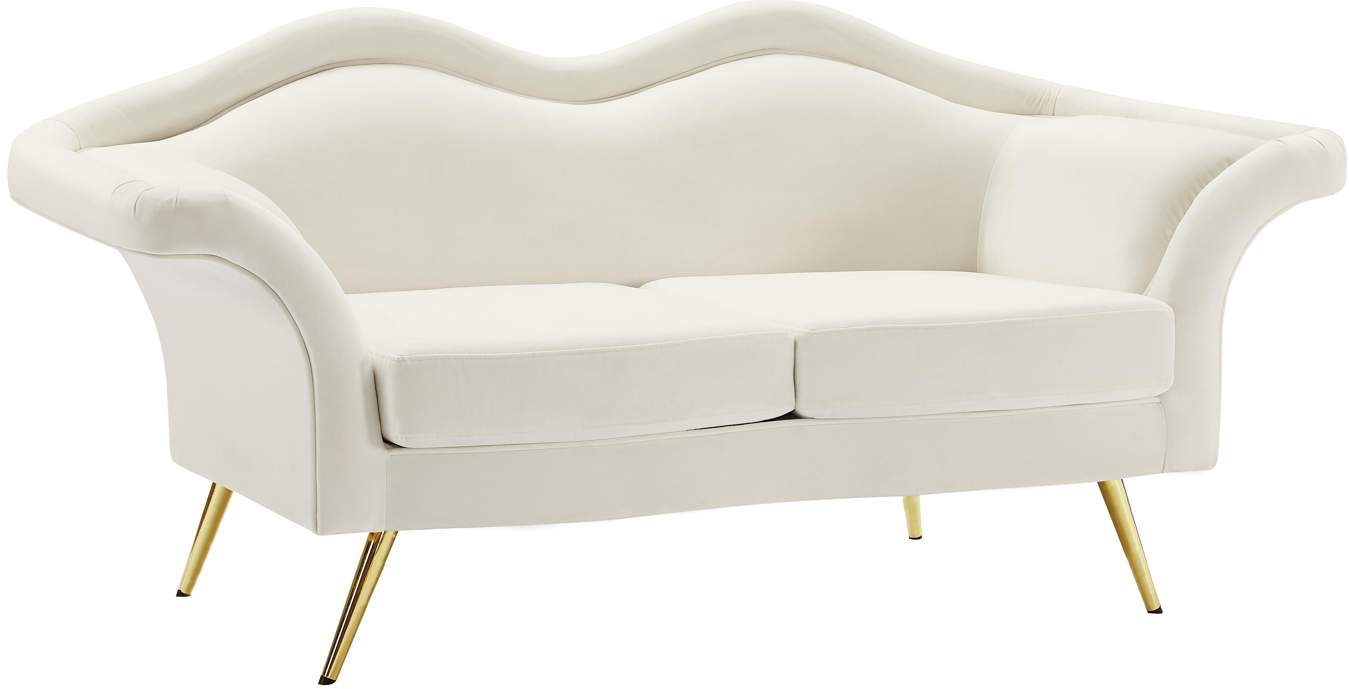 Lips Cream Velvet Loveseat - Luxe Home Furnishings (Jersey City, NJ)