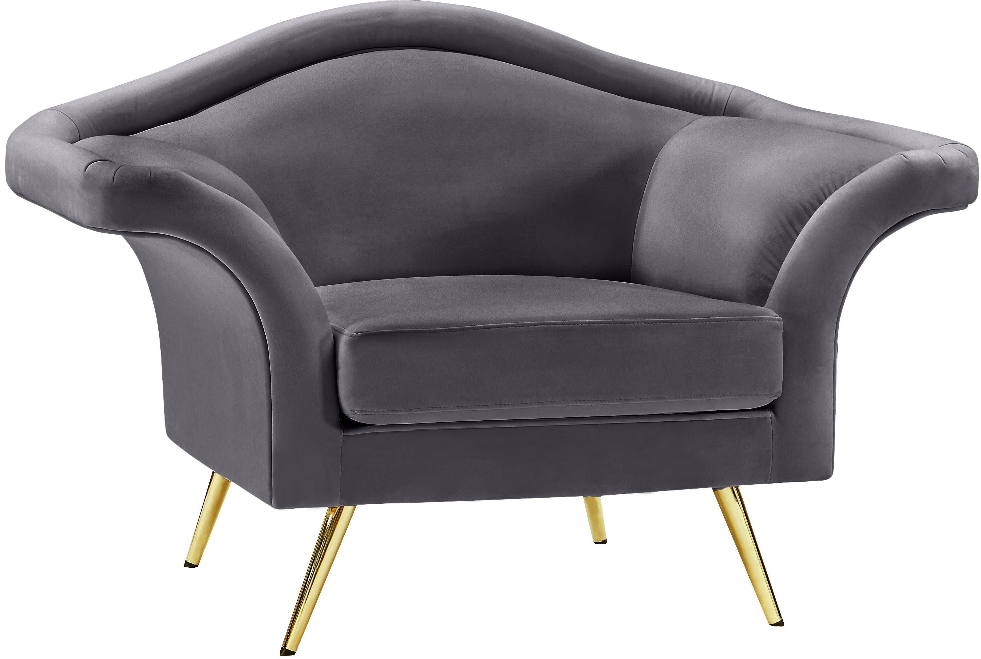Lips Grey Velvet Chair - Luxe Home Furnishings (Jersey City, NJ)