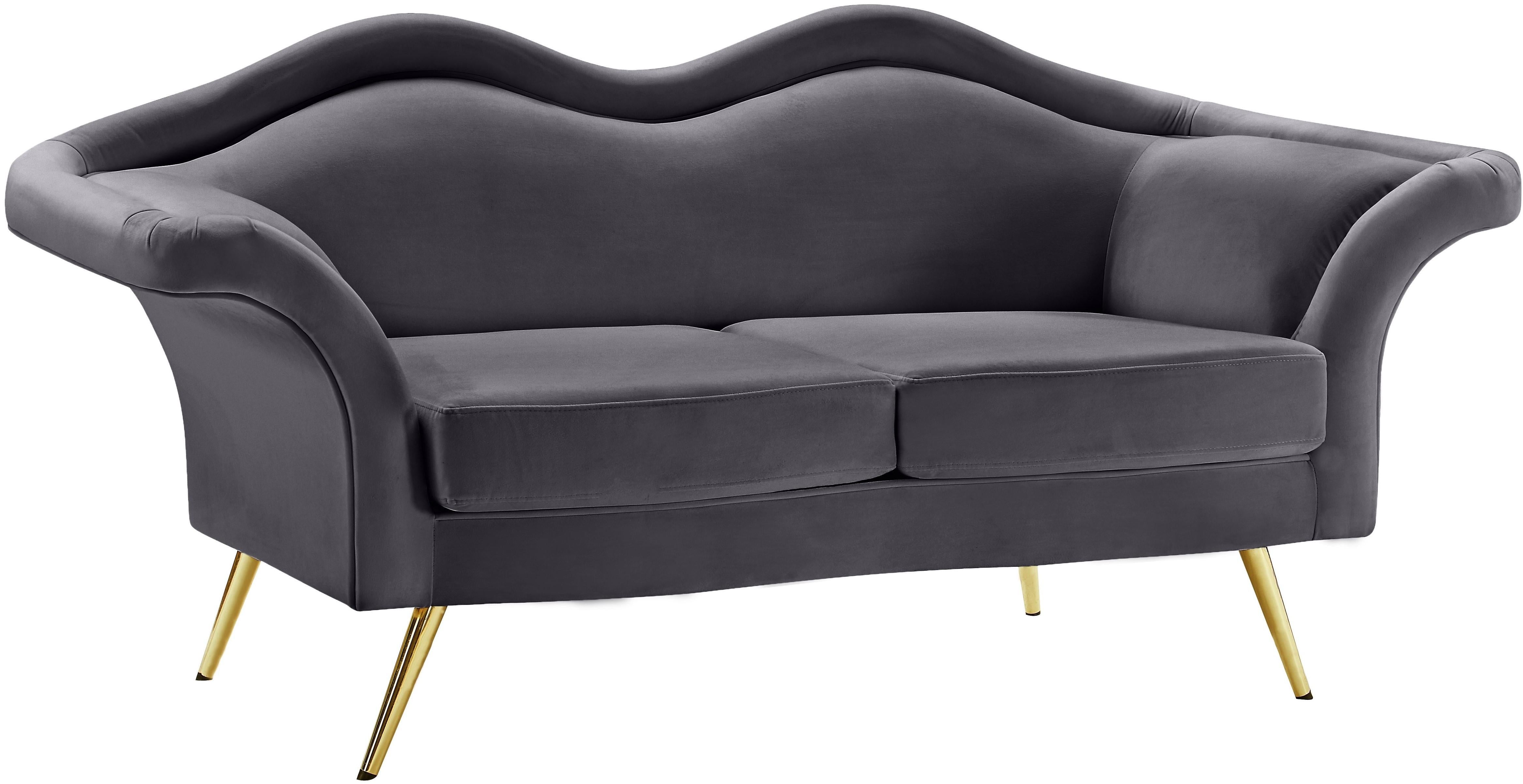 Lips Grey Velvet Loveseat - Luxe Home Furnishings (Jersey City, NJ)