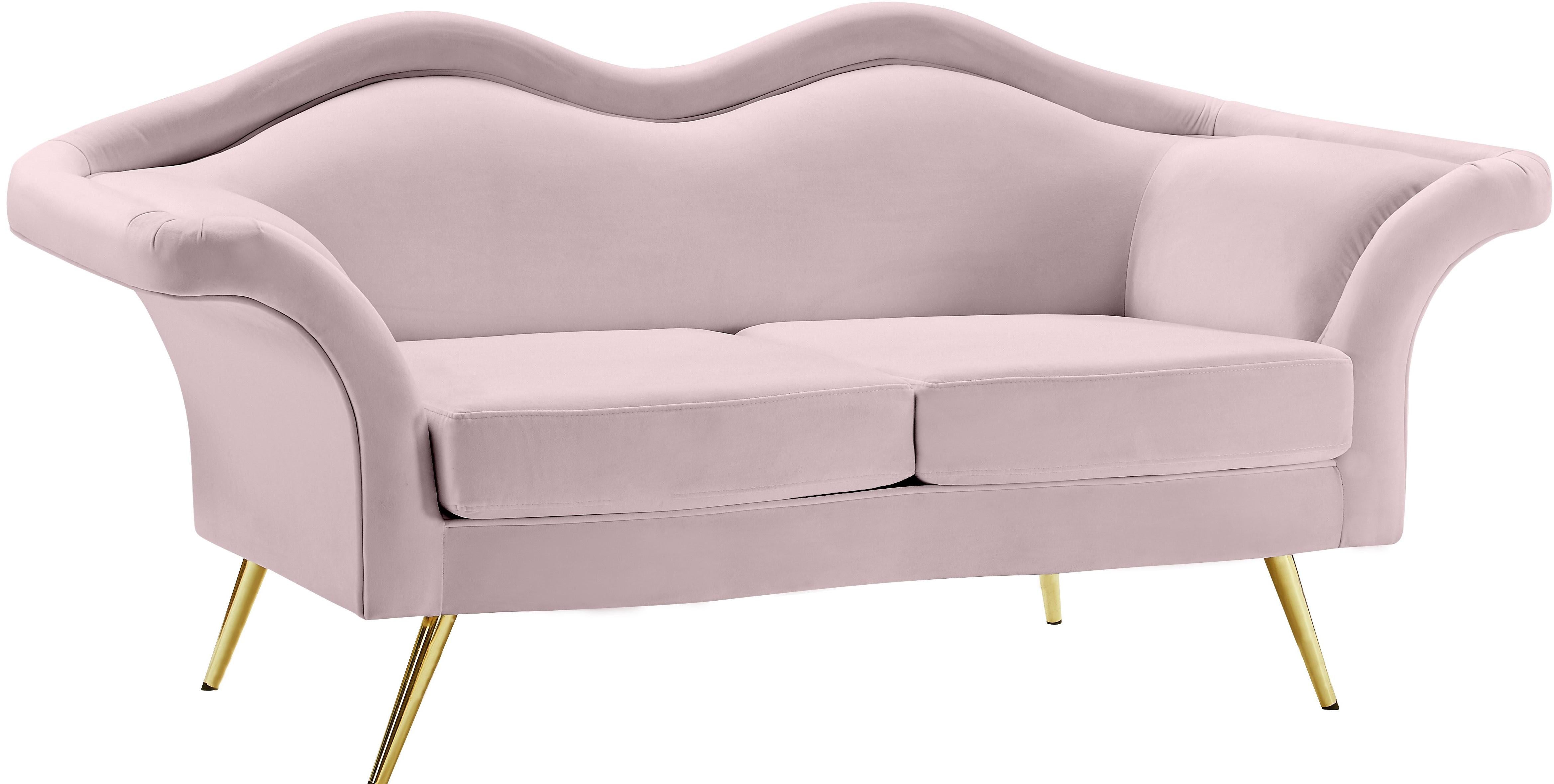 Lips Pink Velvet Loveseat - Luxe Home Furnishings (Jersey City, NJ)