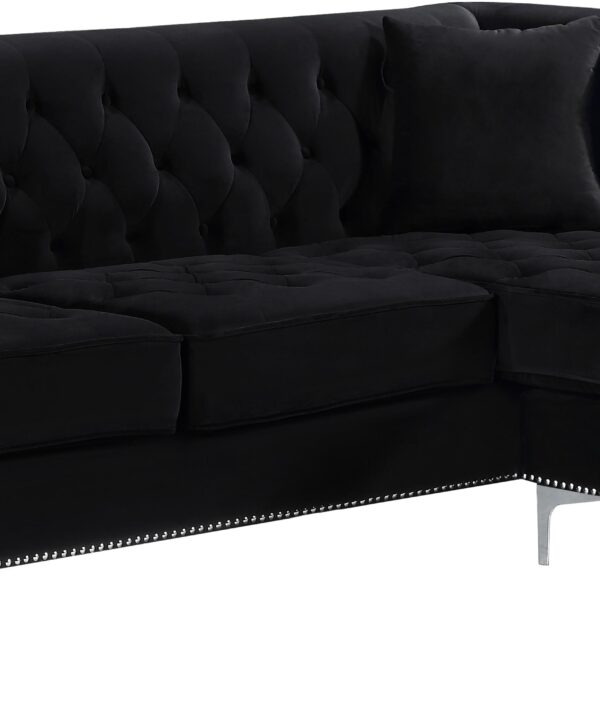 Damian Black Velvet 2pc. Reversible Sectional - Luxe Home Furnishings (Jersey City, NJ)