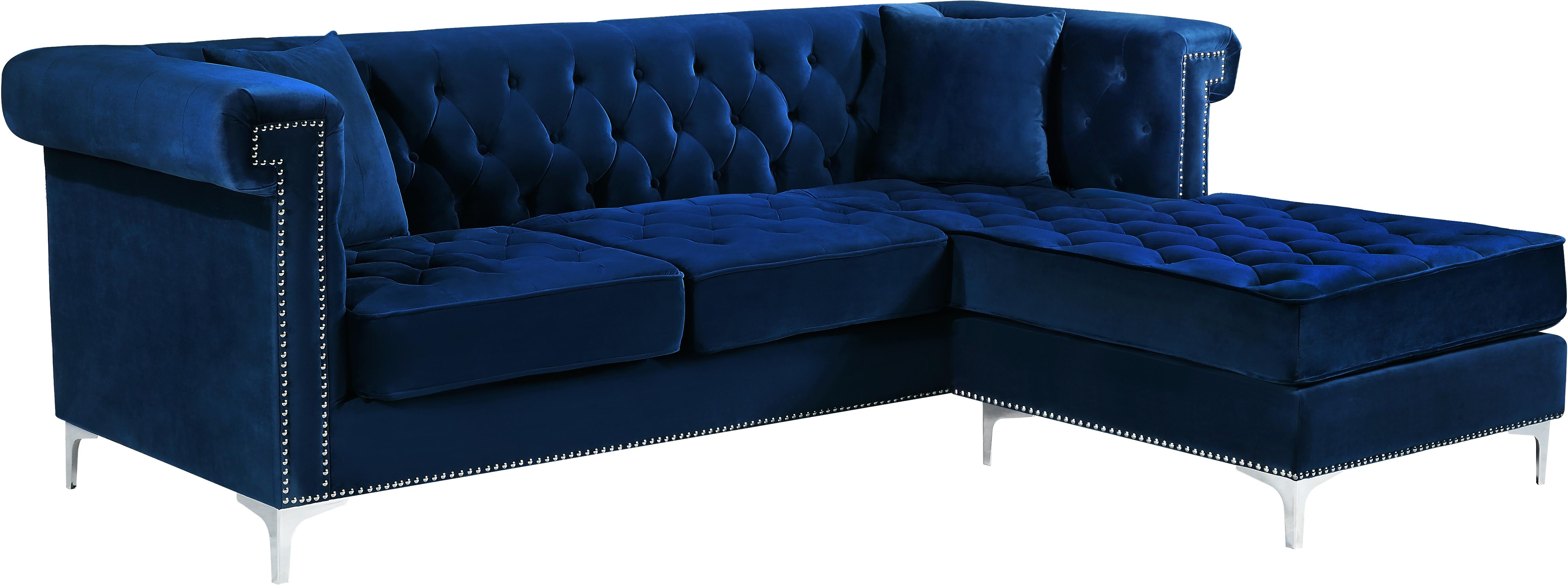 Damian Navy Velvet 2pc. Reversible Sectional - Luxe Home Furnishings (Jersey City, NJ)
