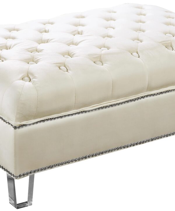 Lucas Cream Velvet Ottoman - Luxe Home Furnishings (Jersey City, NJ)