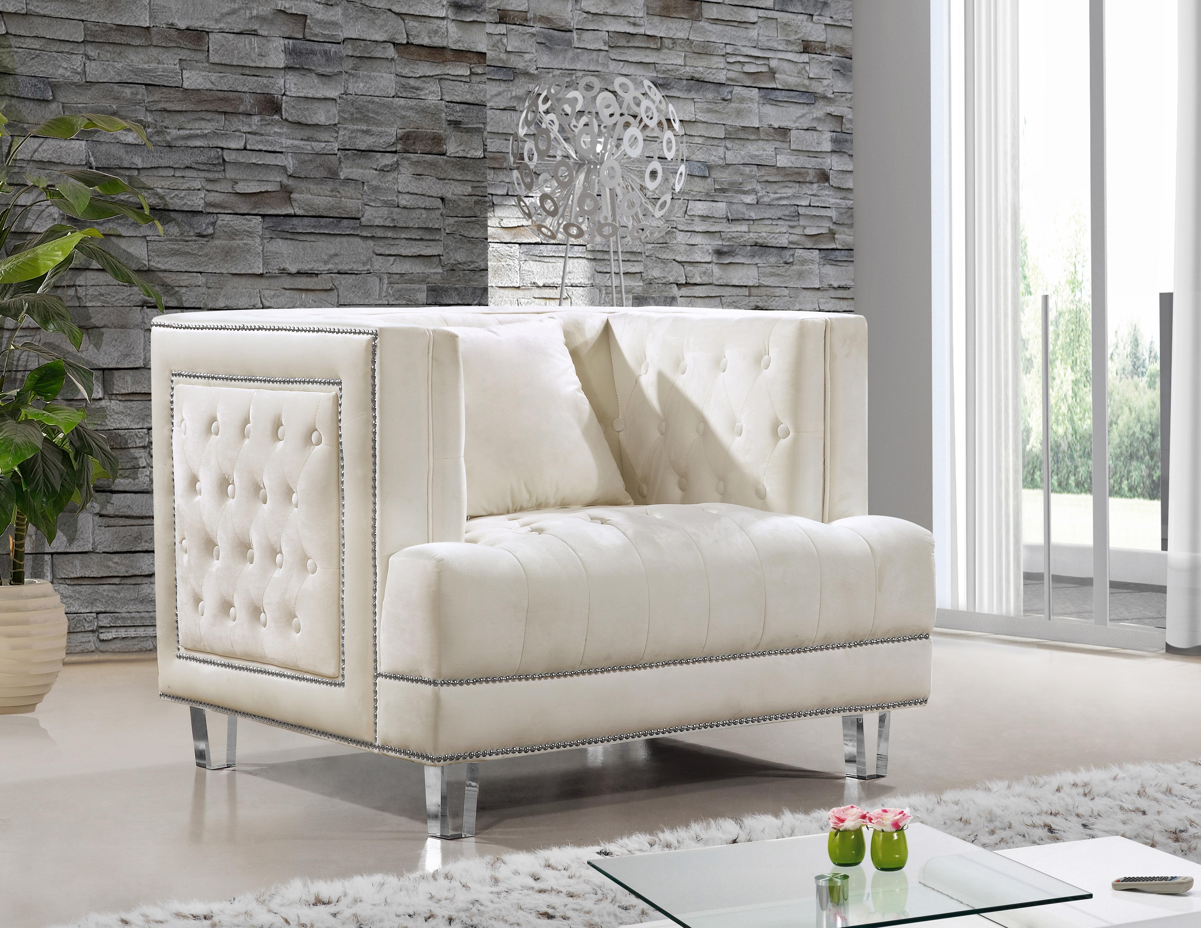 Lucas Cream Velvet Chair - Luxe Home Furnishings (Jersey City, NJ)