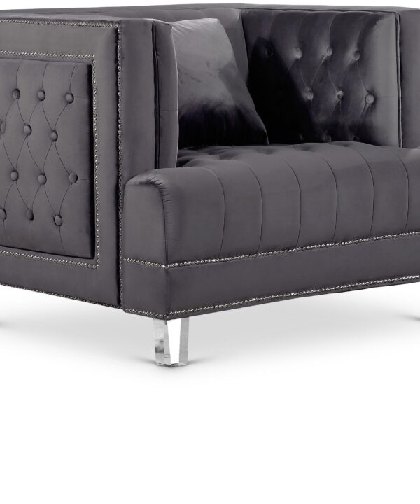 Lucas Grey Velvet Chair - Luxe Home Furnishings (Jersey City, NJ)