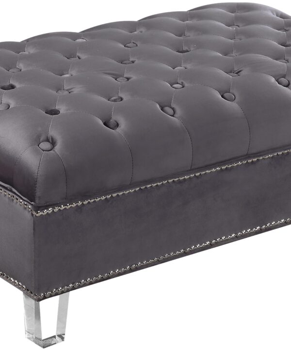Lucas Grey Velvet Ottoman - Luxe Home Furnishings (Jersey City, NJ)