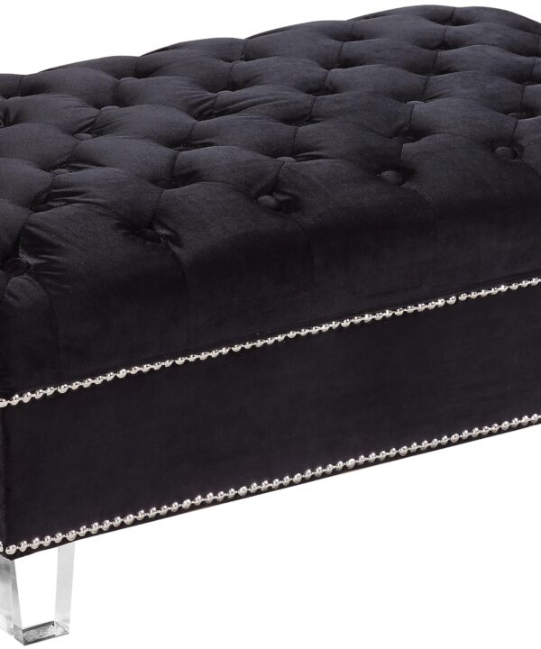 Lucas Black Velvet Ottoman - Luxe Home Furnishings (Jersey City, NJ)