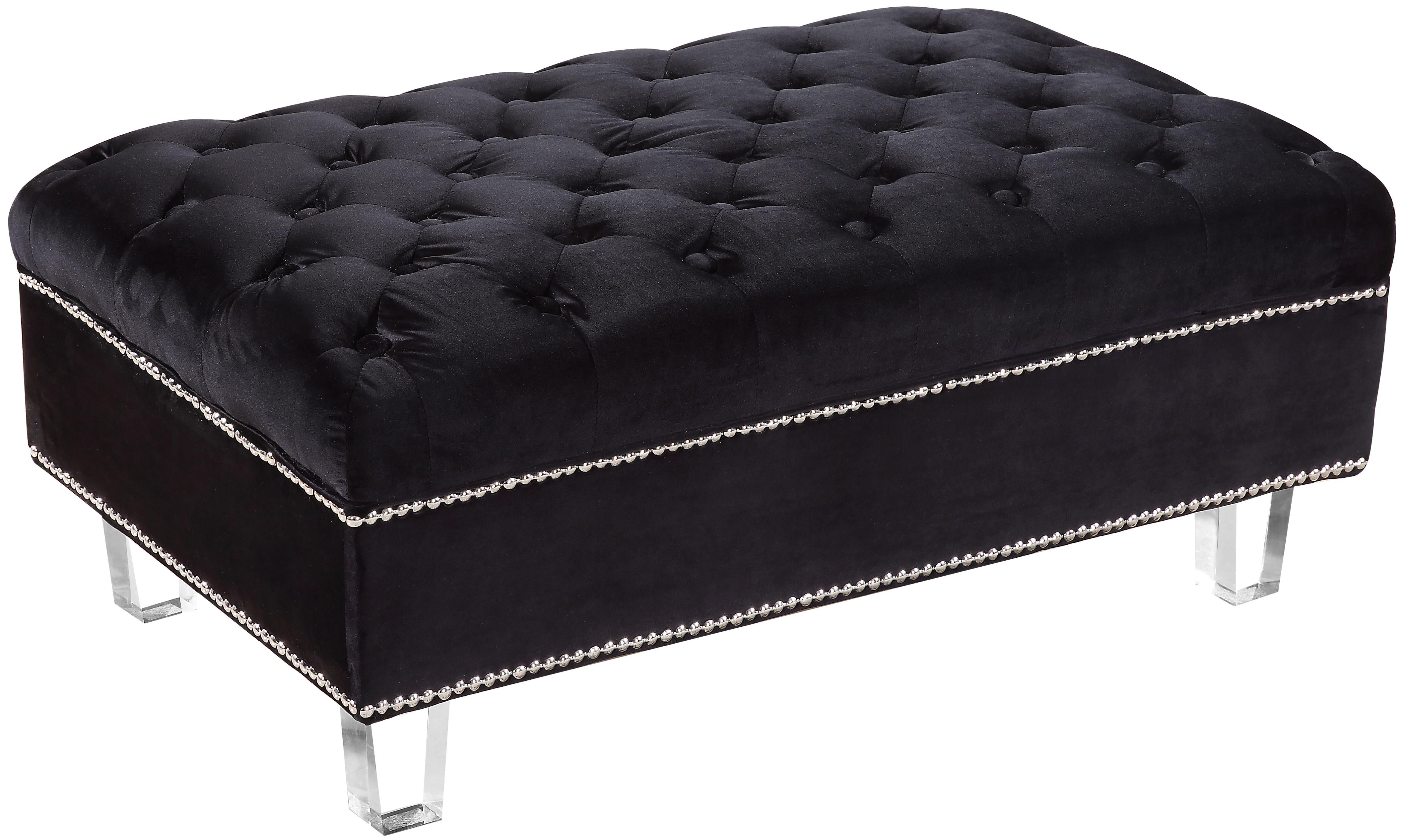 Lucas Black Velvet Ottoman - Luxe Home Furnishings (Jersey City, NJ)