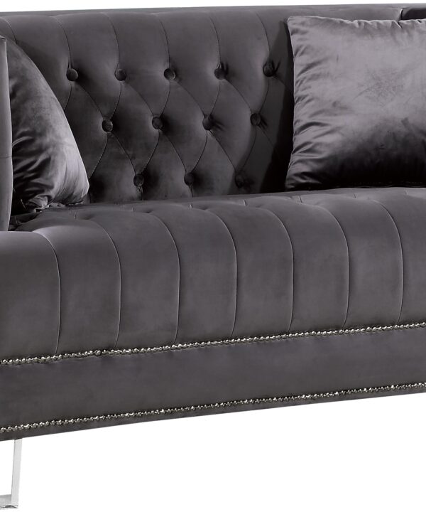Lucas Grey Velvet Loveseat - Luxe Home Furnishings (Jersey City, NJ)