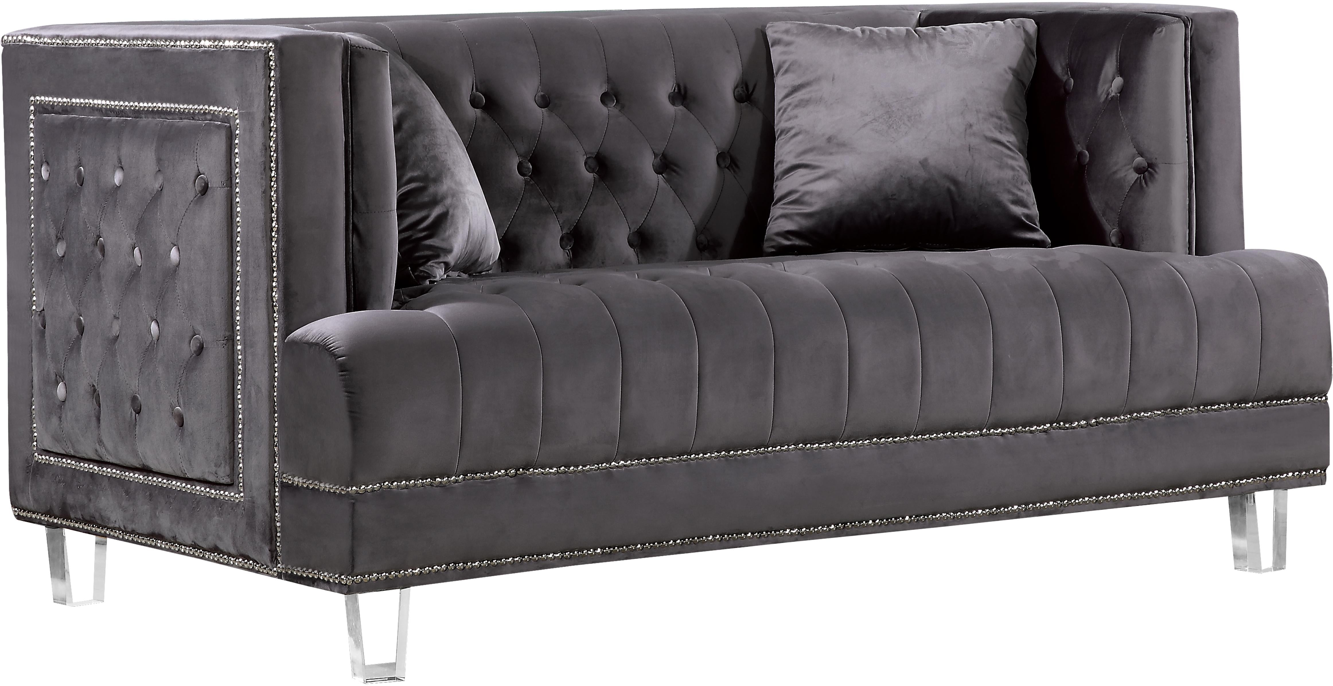 Lucas Grey Velvet Loveseat - Luxe Home Furnishings (Jersey City, NJ)