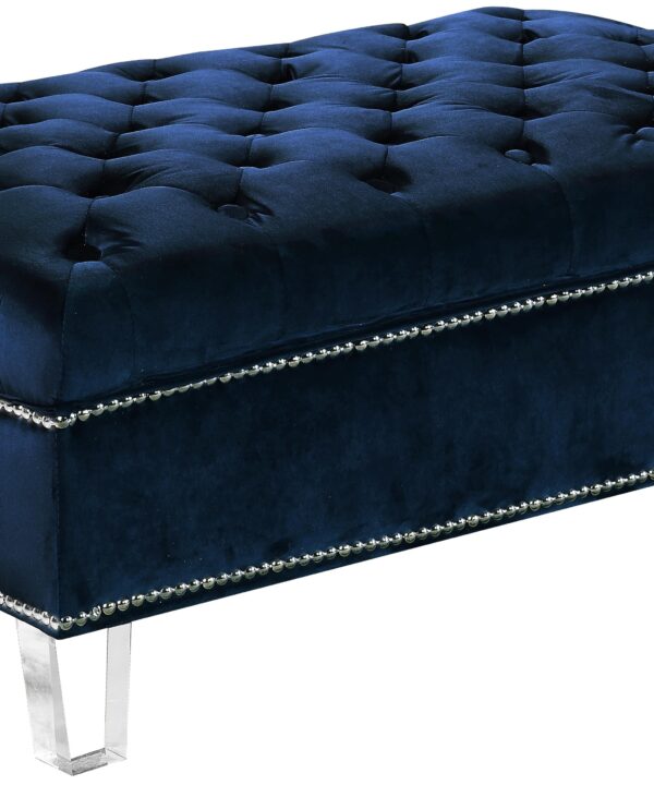 Lucas Navy Velvet Ottoman - Luxe Home Furnishings (Jersey City, NJ)