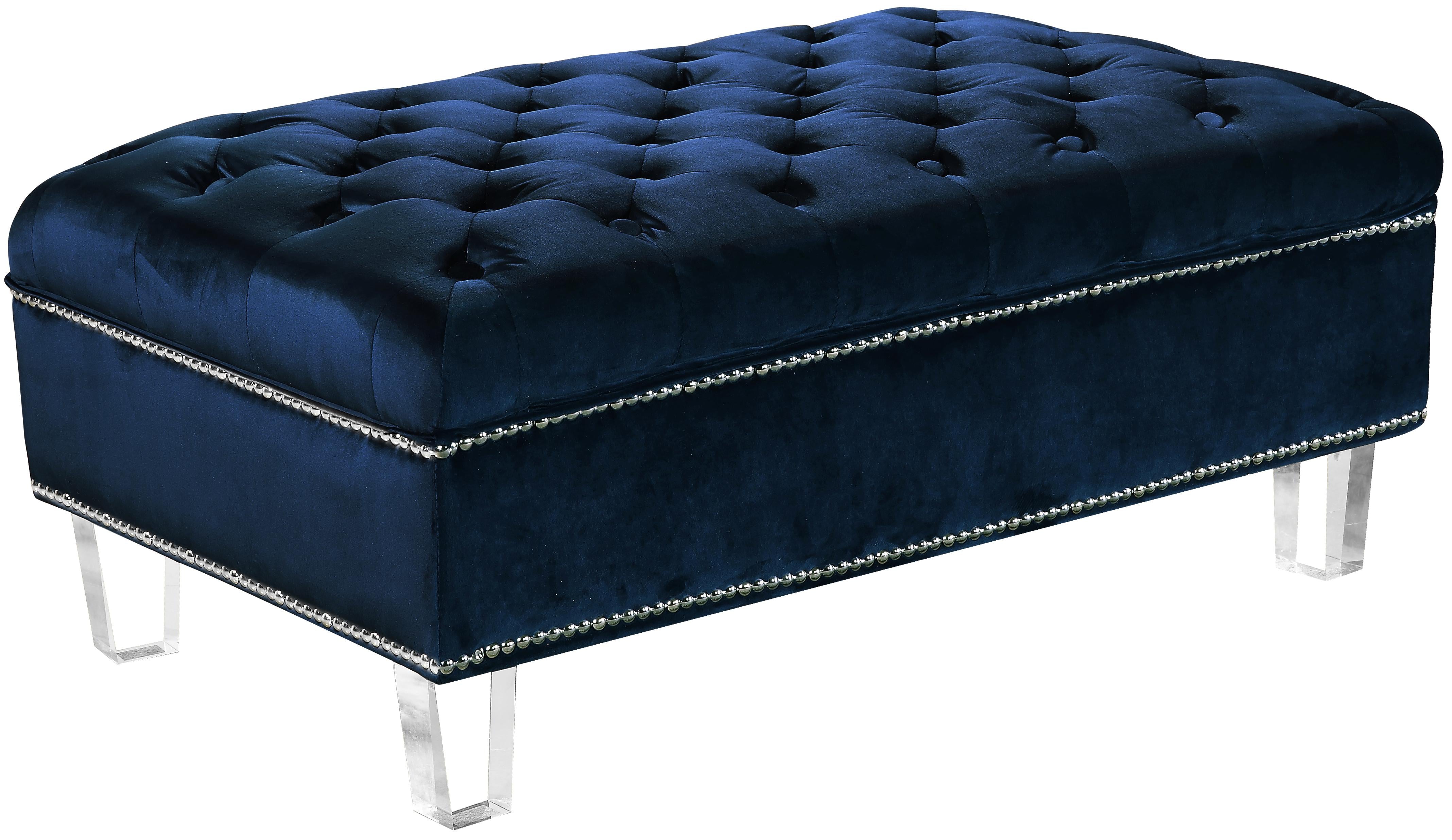 Lucas Navy Velvet Ottoman - Luxe Home Furnishings (Jersey City, NJ)