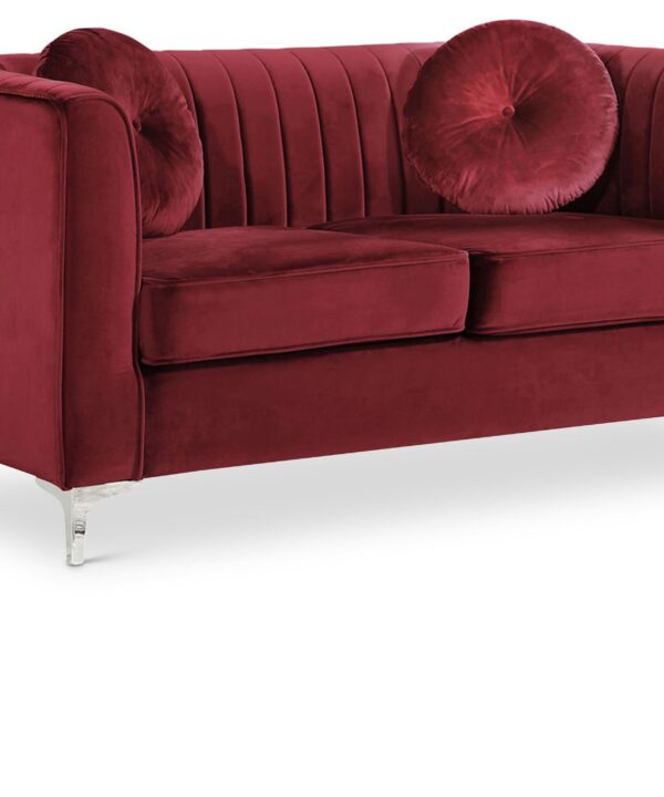 Isabelle Burgundy Velvet Loveseat - Luxe Home Furnishings (Jersey City, NJ)