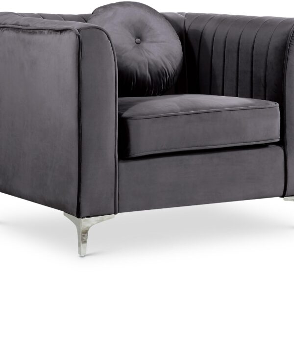 Isabelle Grey Velvet Chair - Luxe Home Furnishings (Jersey City, NJ)