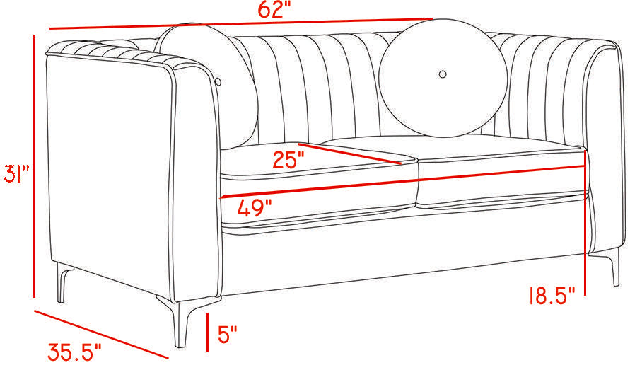 Isabelle Green Velvet Loveseat - Luxe Home Furnishings (Jersey City, NJ)
