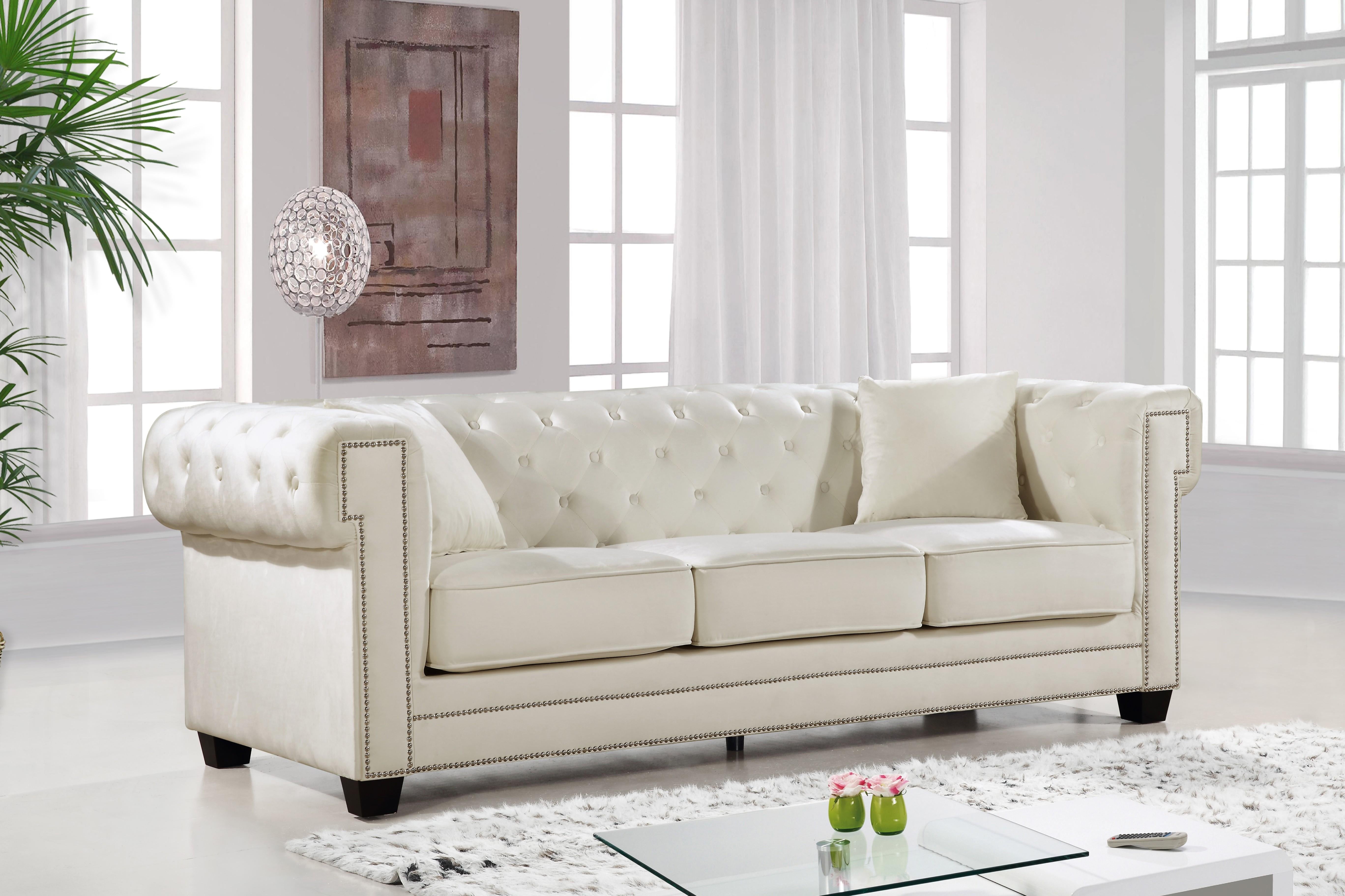 Bowery Cream Velvet Sofa - Luxe Home Furnishings (Jersey City, NJ)