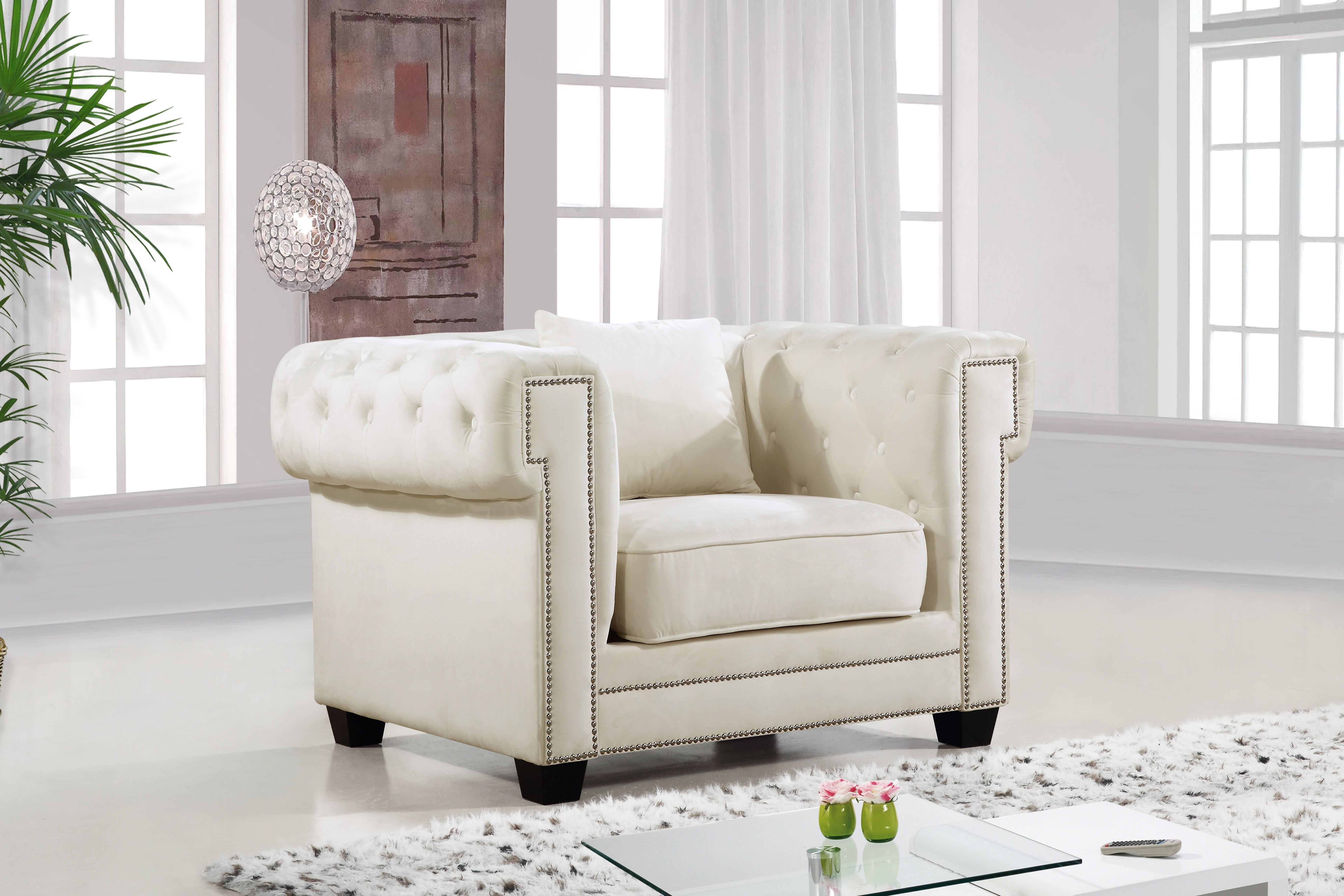 Bowery Cream Velvet Chair - Luxe Home Furnishings (Jersey City, NJ)