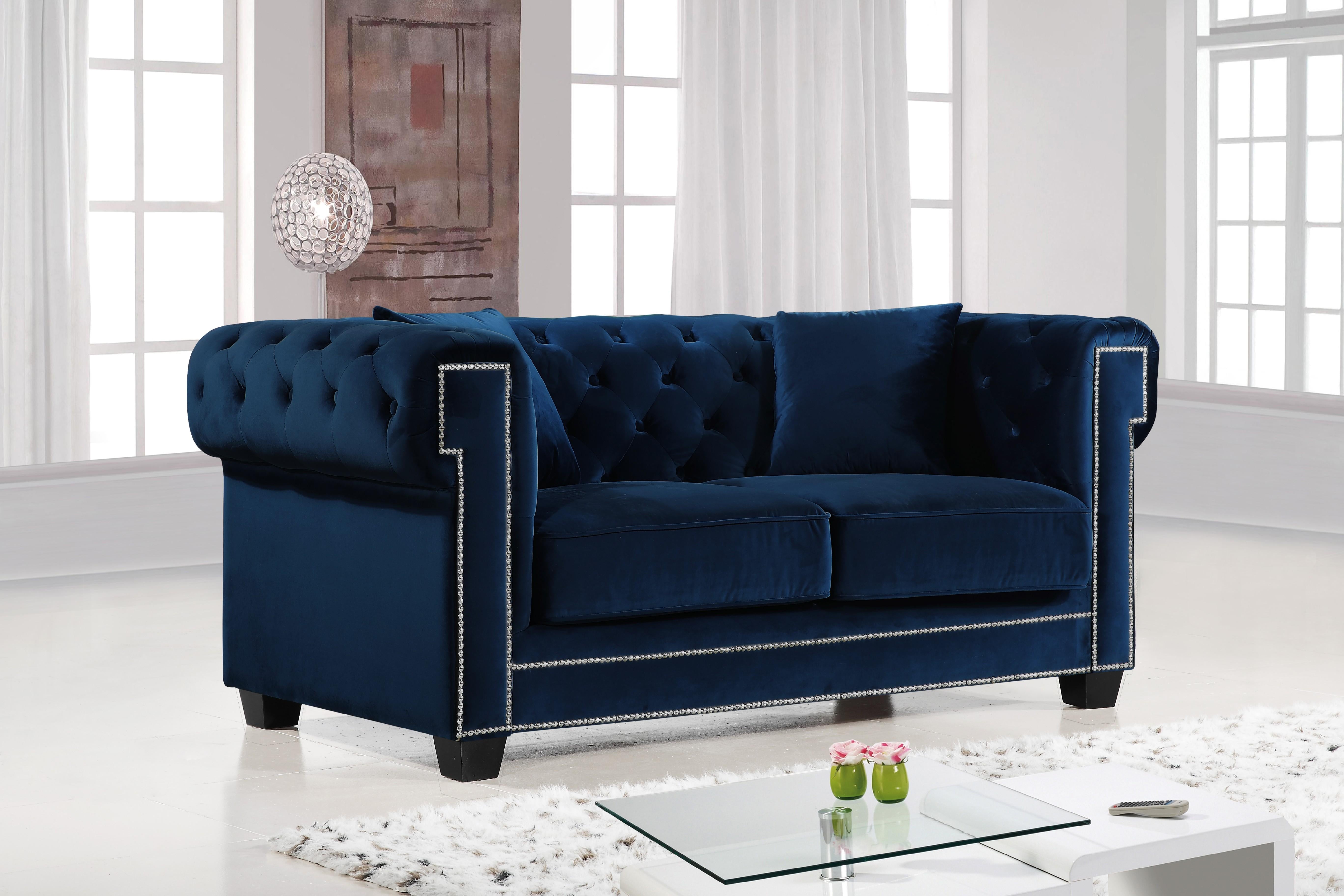 Bowery Navy Velvet Loveseat - Luxe Home Furnishings (Jersey City, NJ)