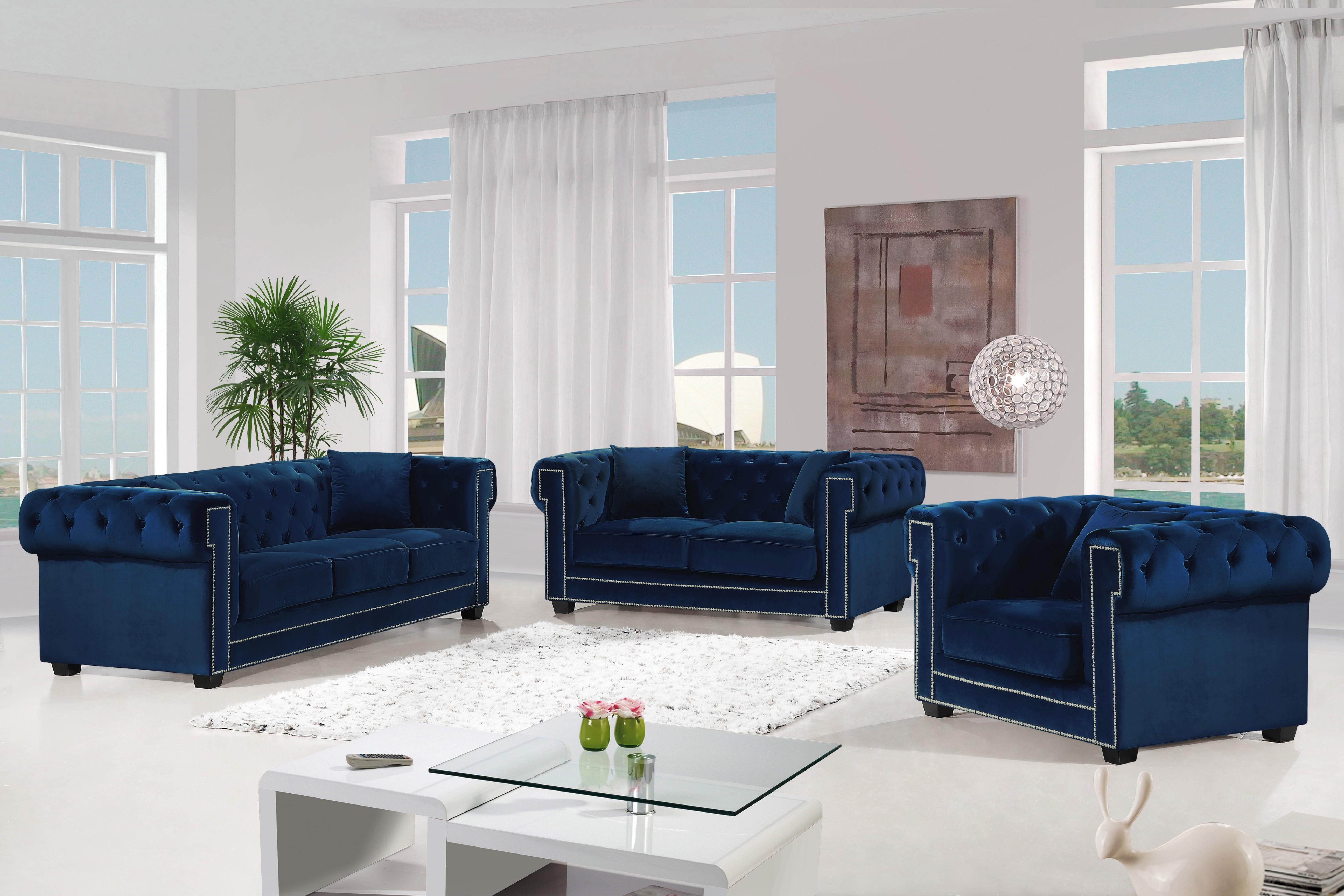 Bowery Navy Velvet Loveseat - Luxe Home Furnishings (Jersey City, NJ)